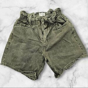 Frame Dark Olive Green Denim Shorts High Rise XS